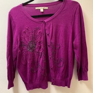 Lauren Conrad fuchsia cardigan w/gunmetal accents
